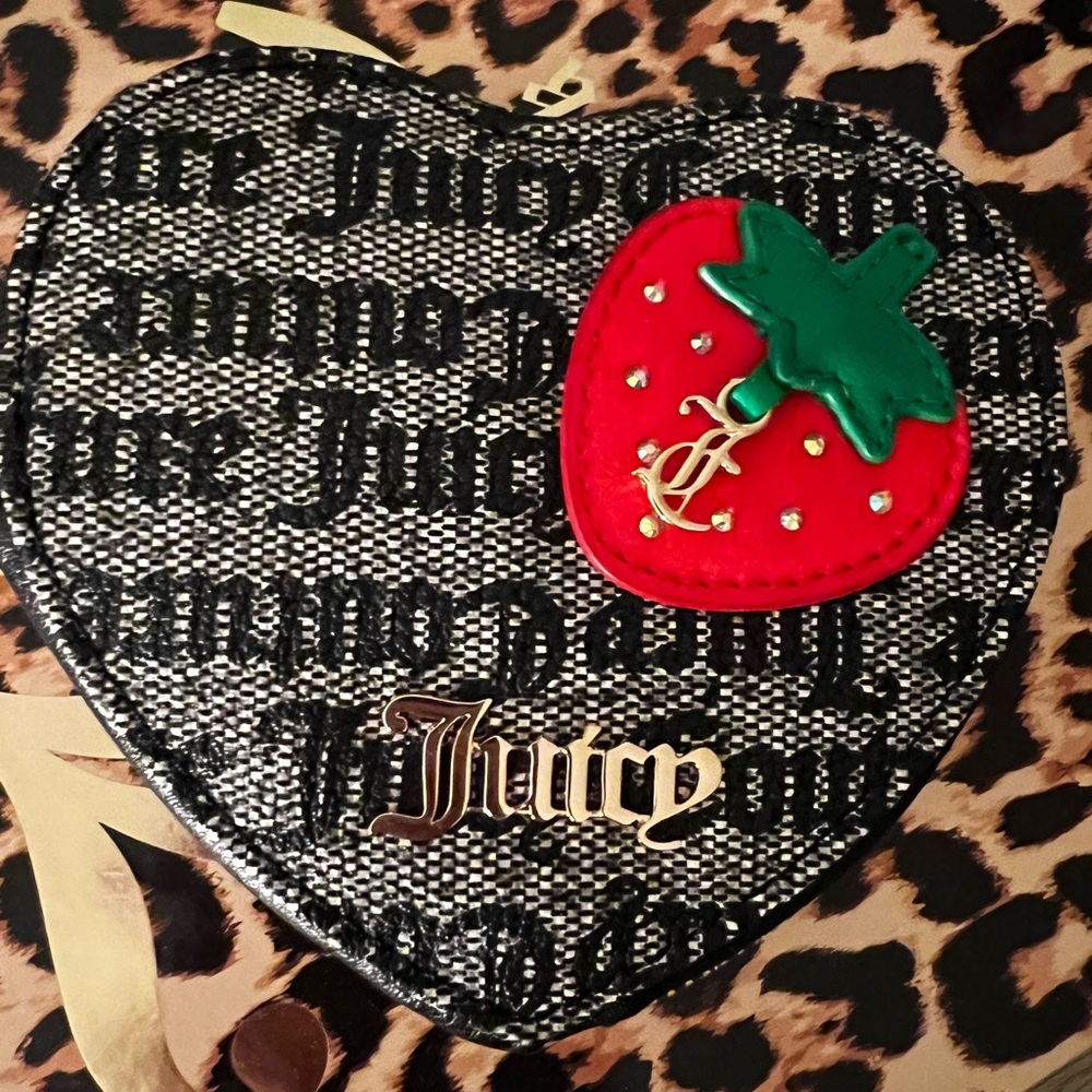 Juicy Couture Black Wristlet with Gold Strawberry Accent baddie duo!